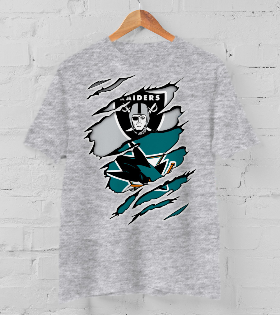 Raiders Sharks Logo Ripped T-Shirt