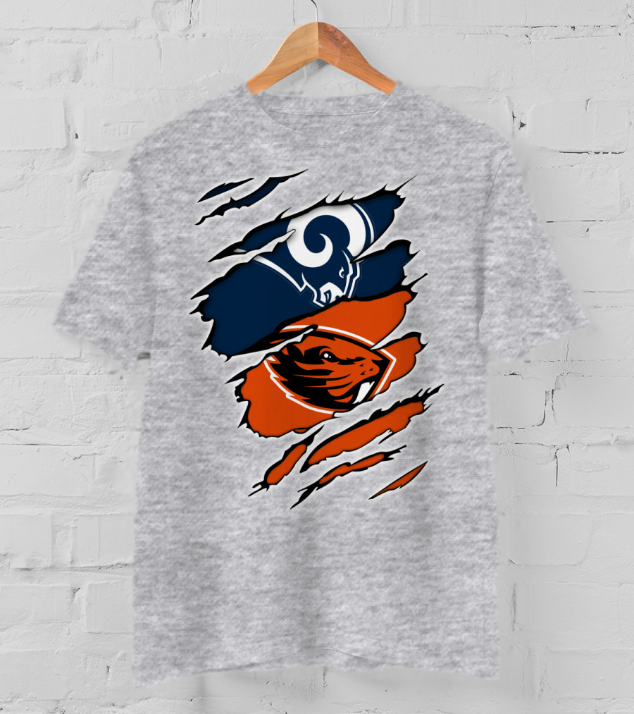 Ram Beavers NFL Meets College Mascot Fusion T-Shirt