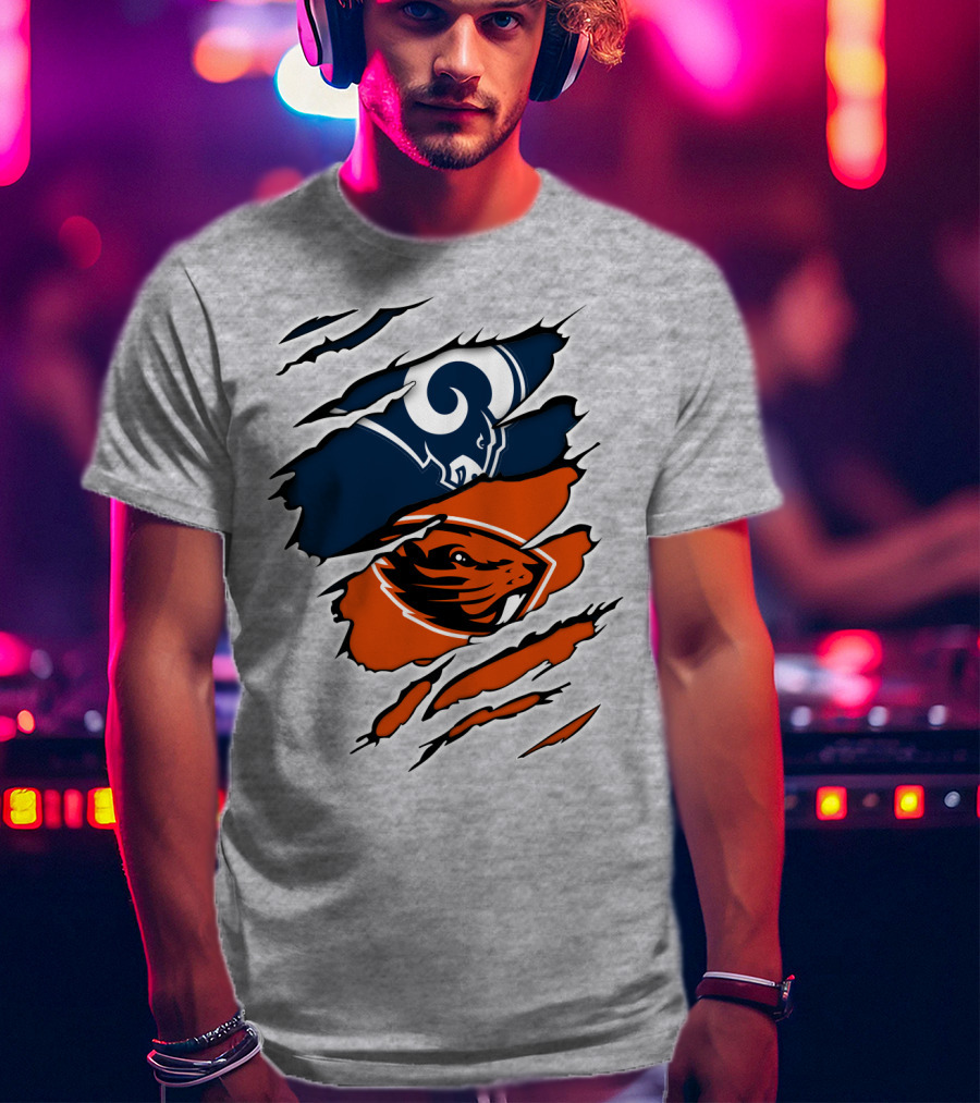 Ram Beavers NFL Meets College Mascot Fusion T-Shirt