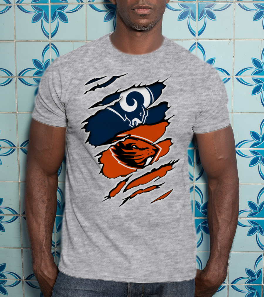 Ram Beavers NFL Meets College Mascot Fusion T-Shirt
