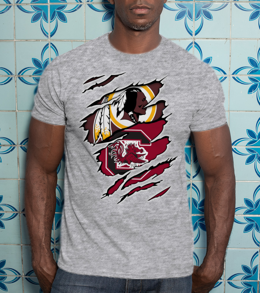 Redskins Gamecocks Logo Mashup T-Shirt