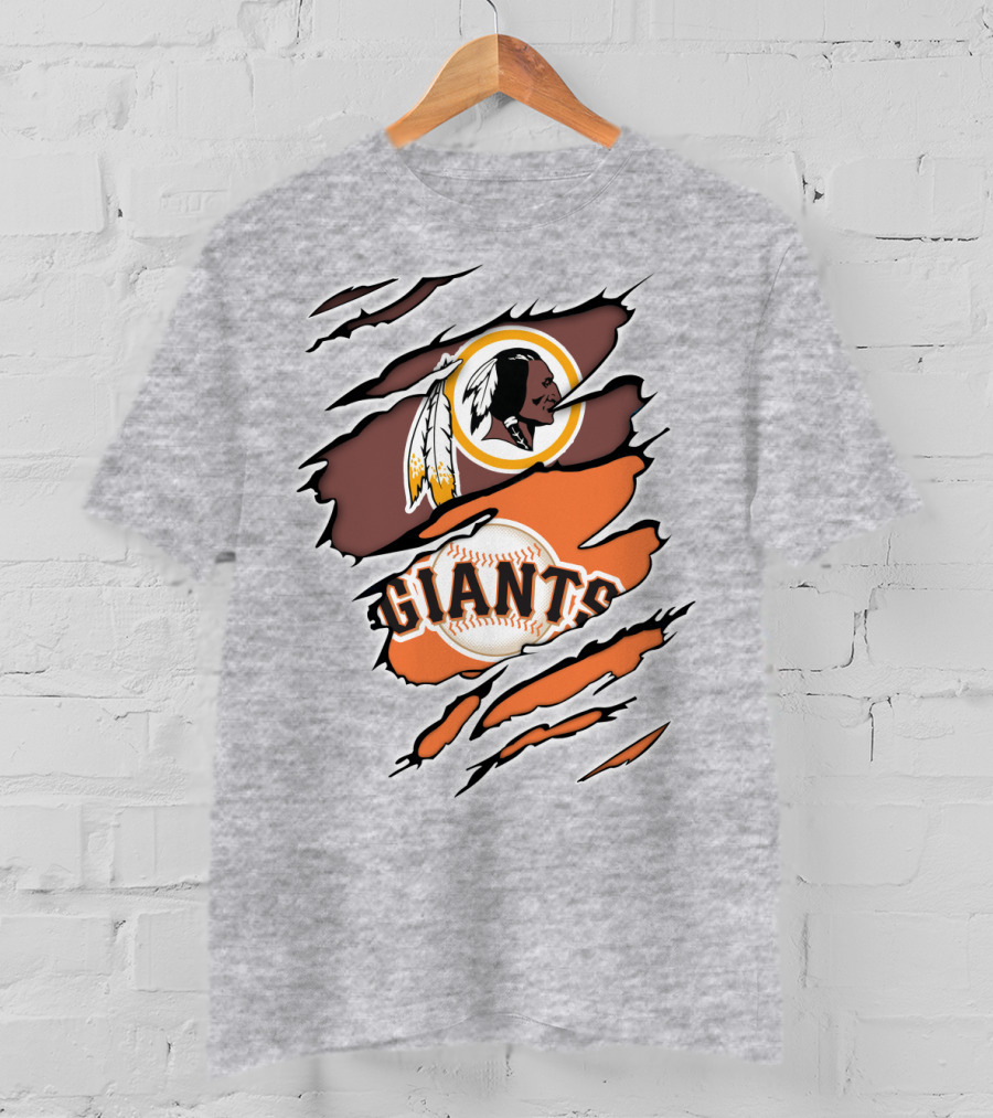 Redskins Giants Logo Mashup Baseball And Football Fan Clash T-Shirt