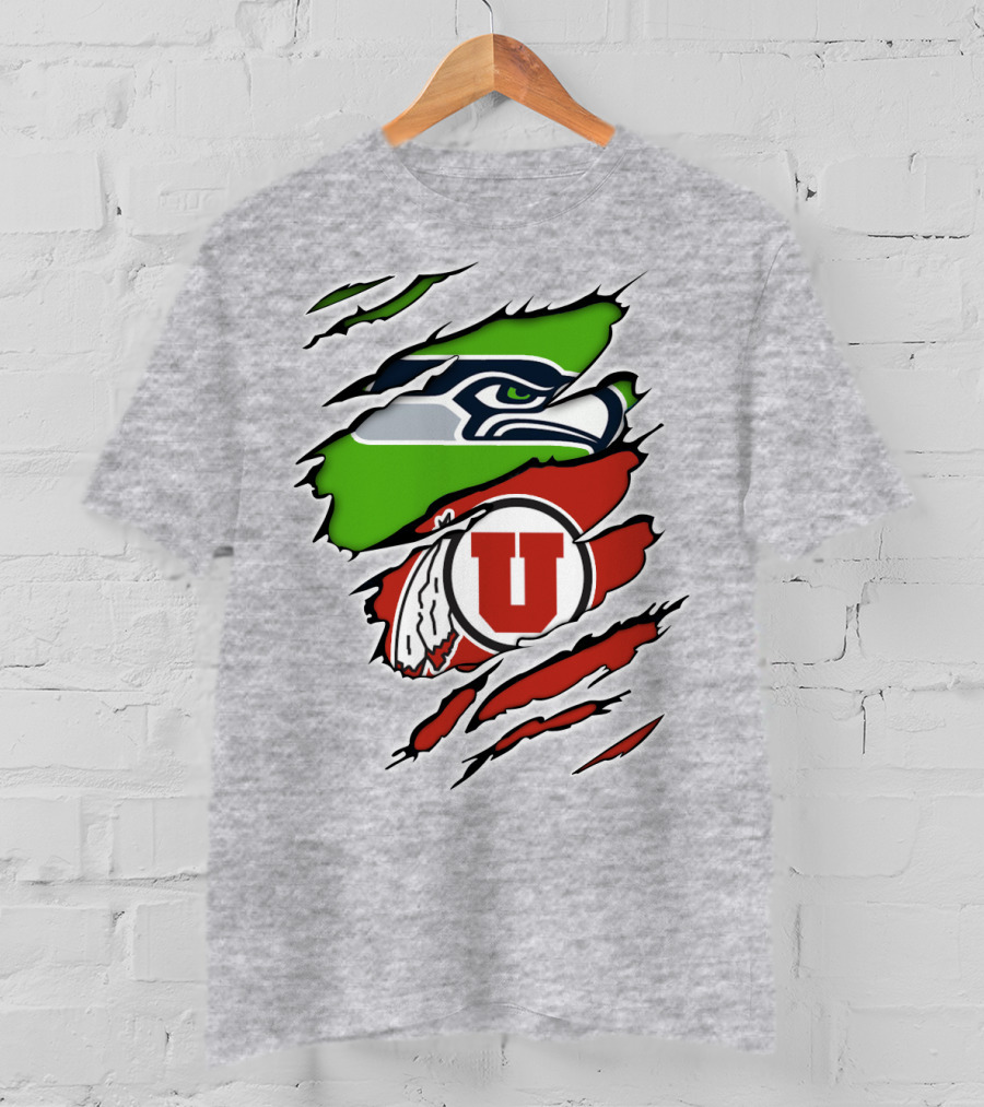 Seahawks Utes Claw Slash Emblem Blend T-Shirt