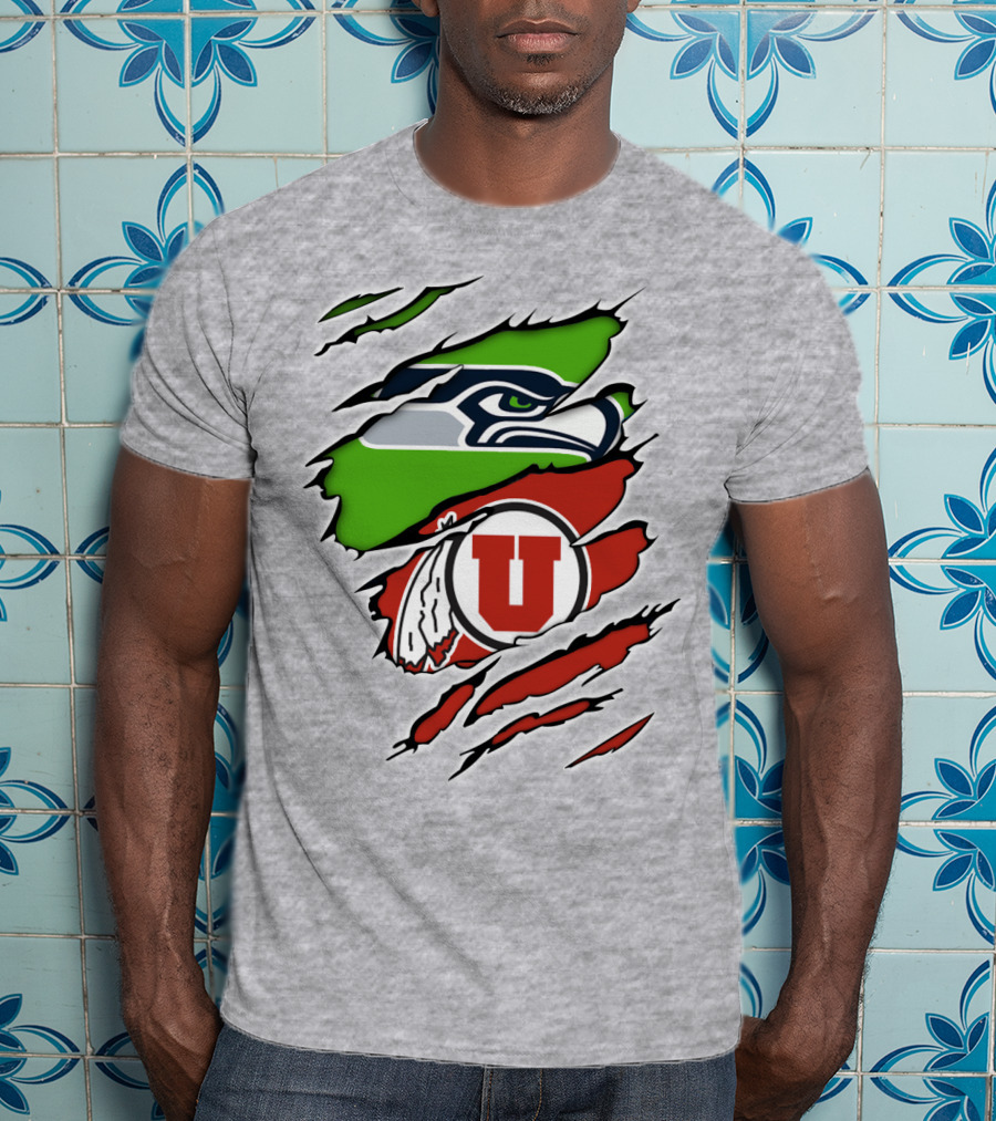 Seahawks Utes Claw Slash Emblem Blend T-Shirt