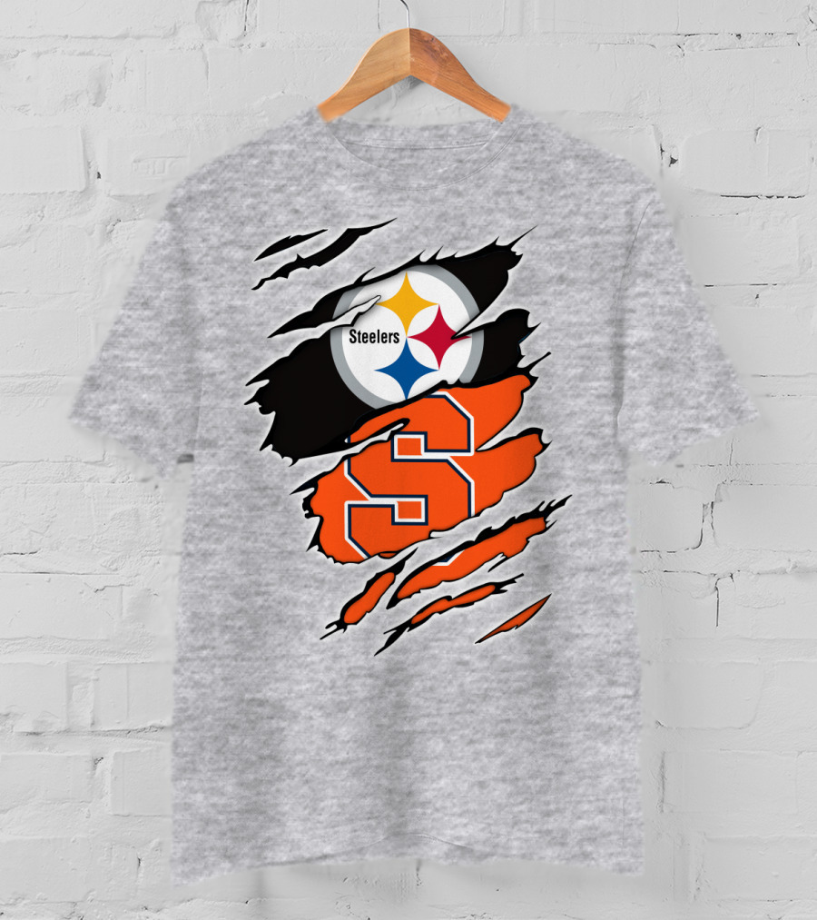 Steelers Syracuse Dual Logo Torn Effect T-Shirt