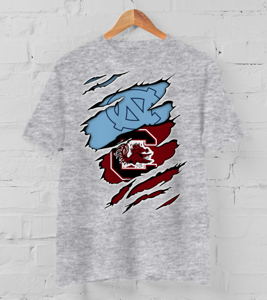 UNC Tar Heels South Carolina Gamecocks Rivalry Claw Marks T-Shirt