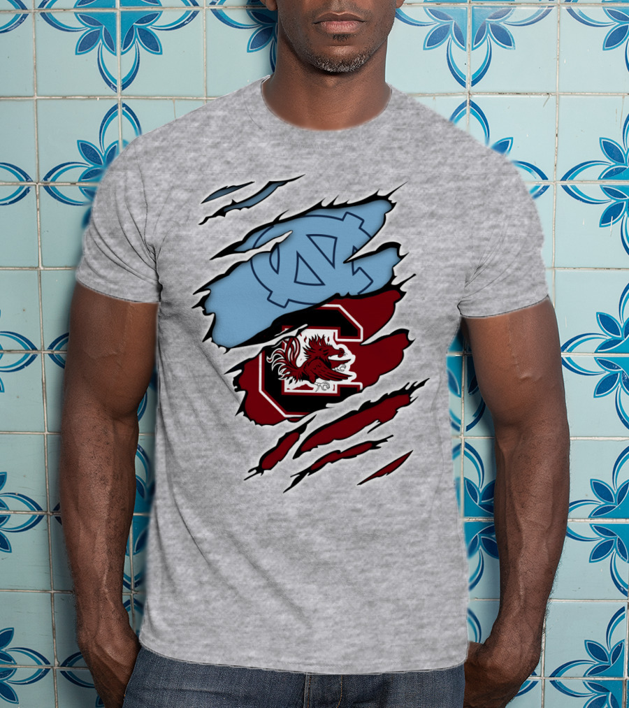 UNC Tar Heels South Carolina Gamecocks Rivalry Claw Marks T-Shirt