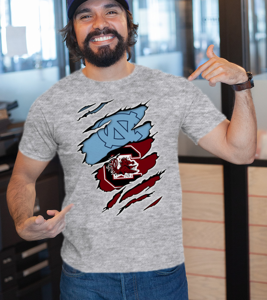 UNC Tar Heels South Carolina Gamecocks Rivalry Claw Marks T-Shirt