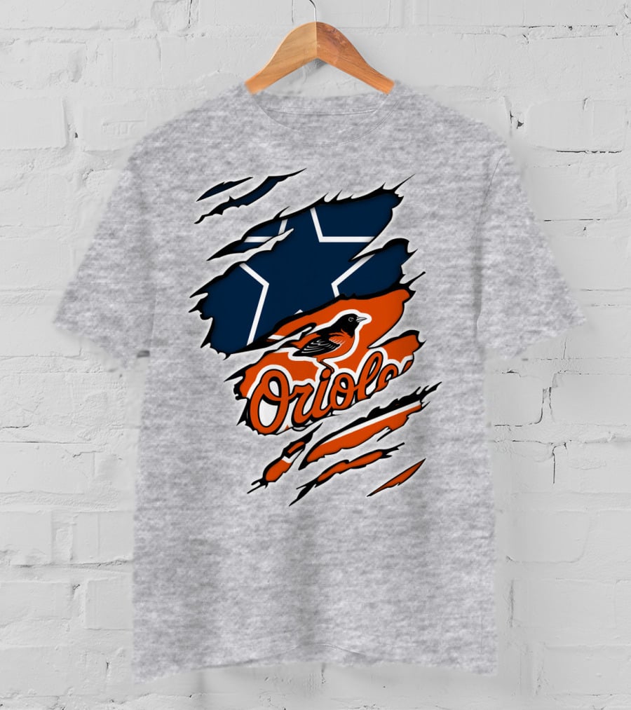 Cowboys Star Orioles Bird Logos Layered T-Shirt