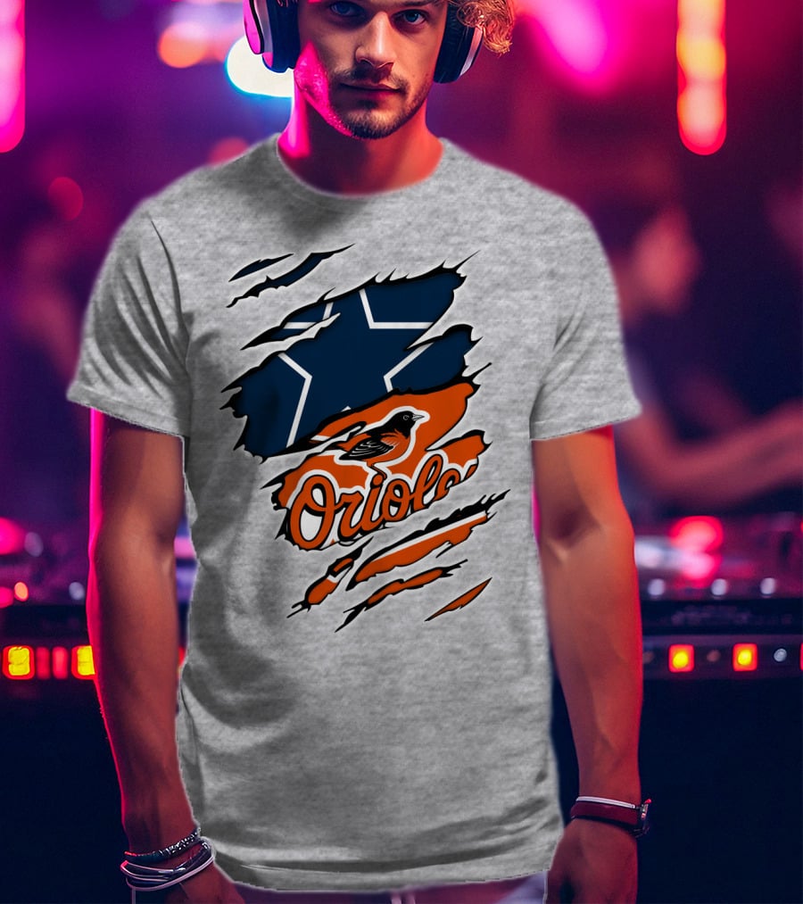 Cowboys Star Orioles Bird Logos Layered T-Shirt
