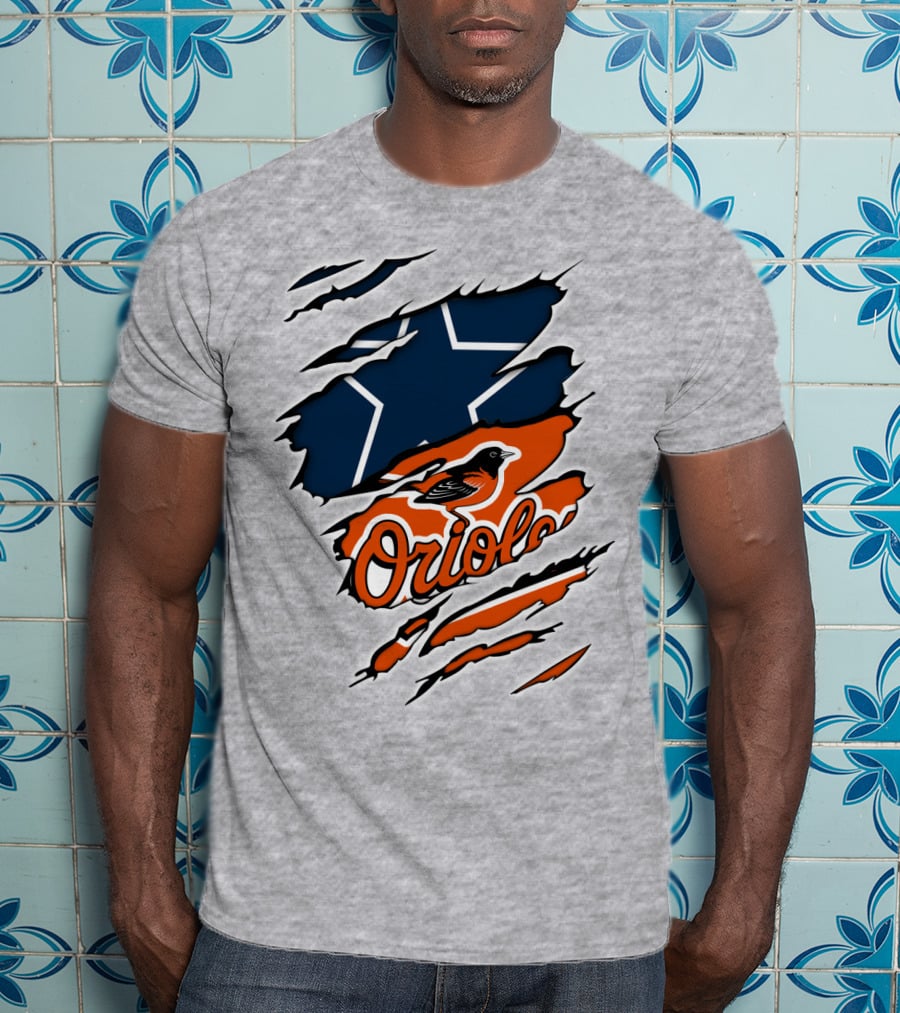 Cowboys Star Orioles Bird Logos Layered T-Shirt