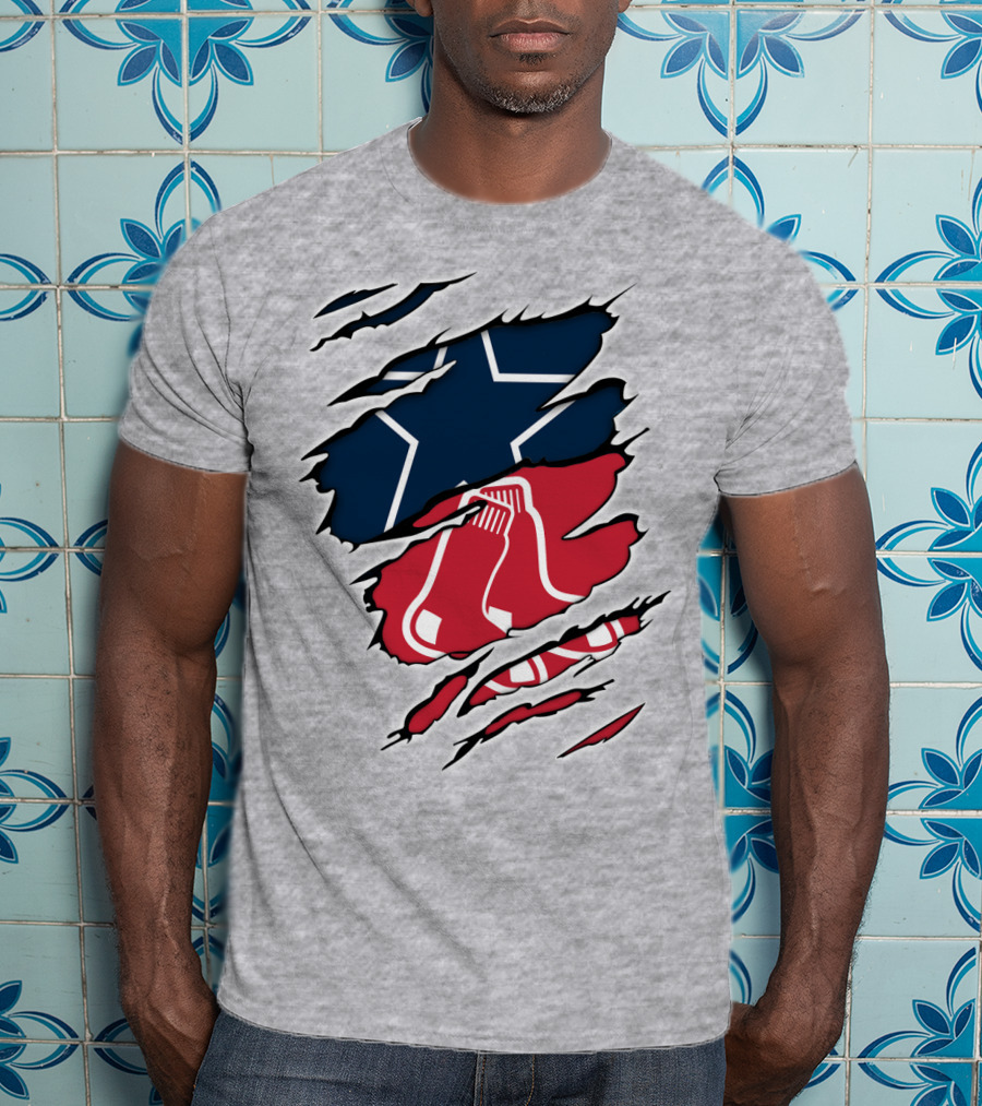 Cowboys Red Sox Logo Mashup T-Shirt