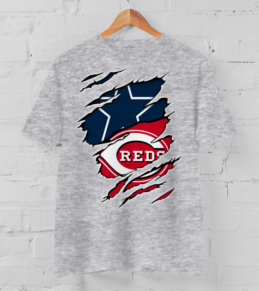 Cowboys Star Reds Logo Ripped T-Shirt
