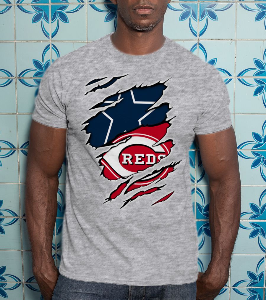 Cowboys Star Reds Logo Ripped T-Shirt