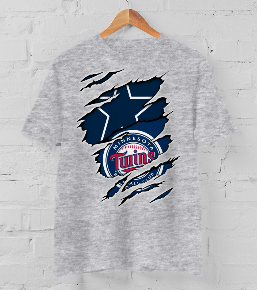 Minnesota Twins Dallas Cowboys Logo Mashup T-Shirt