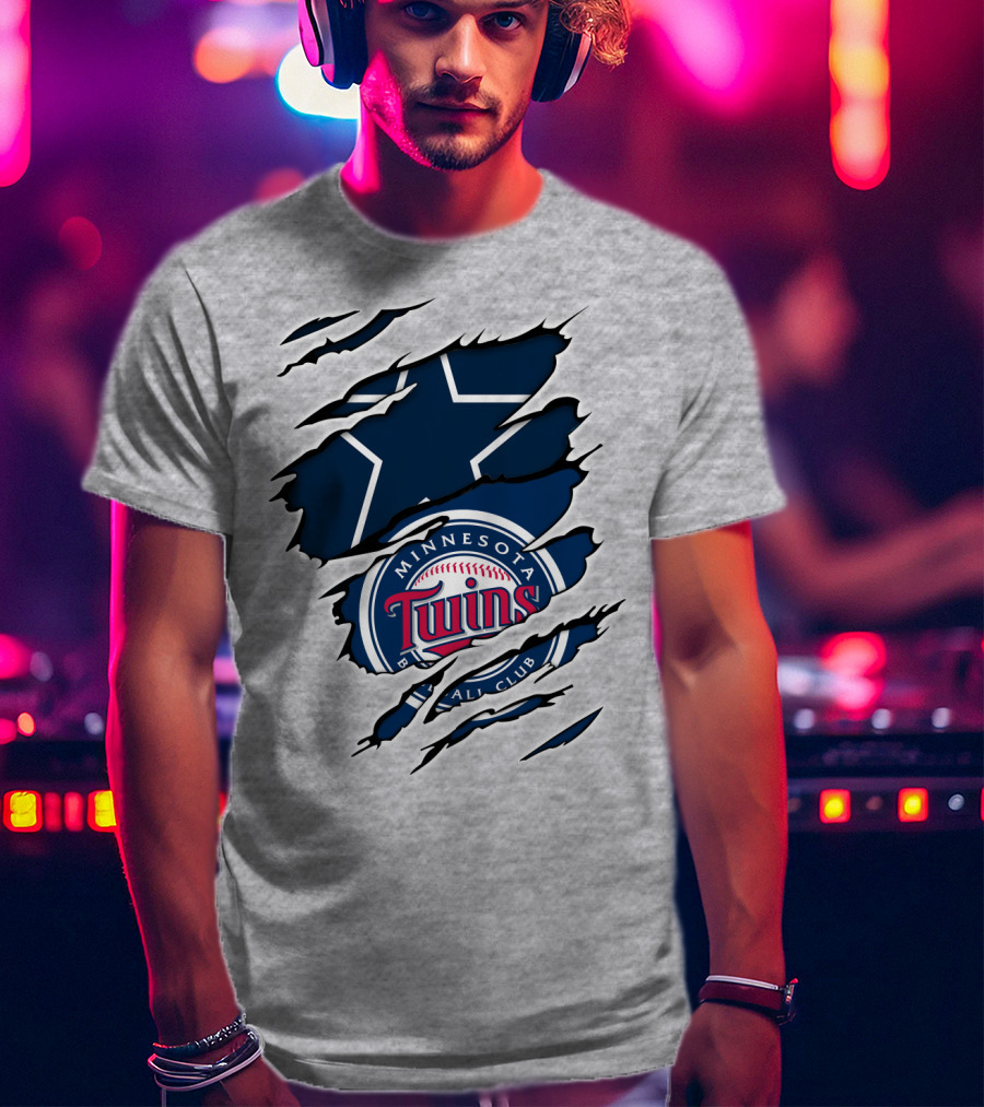 Minnesota Twins Dallas Cowboys Logo Mashup T-Shirt