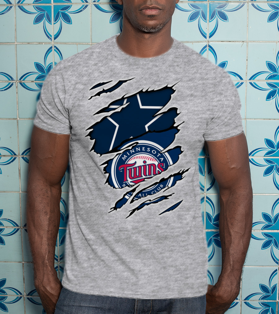 Minnesota Twins Dallas Cowboys Logo Mashup T-Shirt