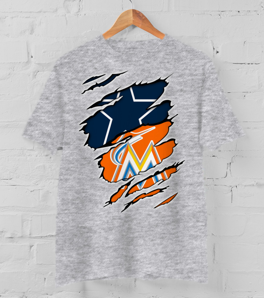 Cowboys Marlins Logo Tear T-Shirt