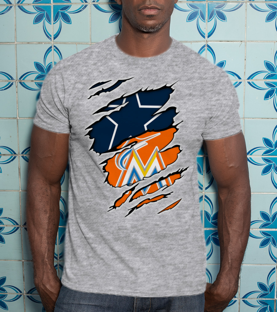 Cowboys Marlins Logo Tear T-Shirt