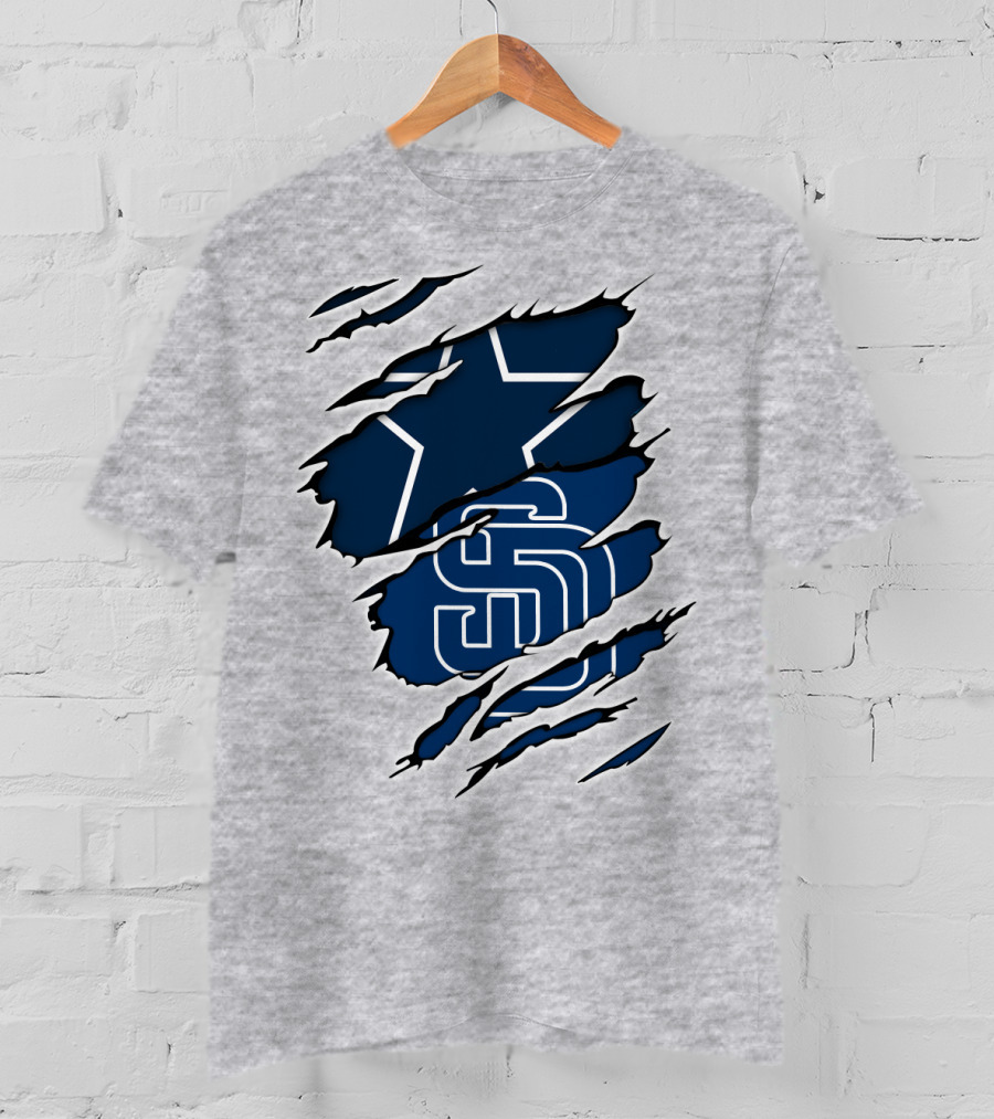 Cowboys Padres Cowboys Logo Mashup T-Shirt