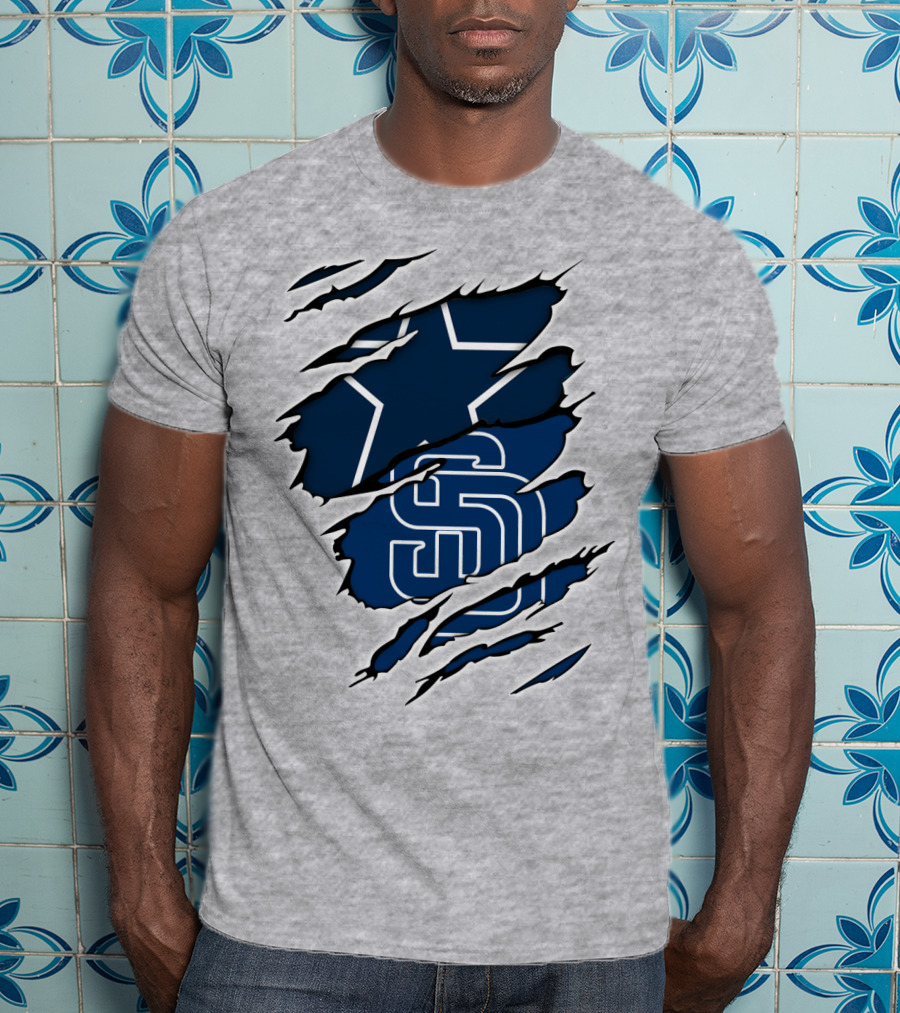 Cowboys Padres Cowboys Logo Mashup T-Shirt