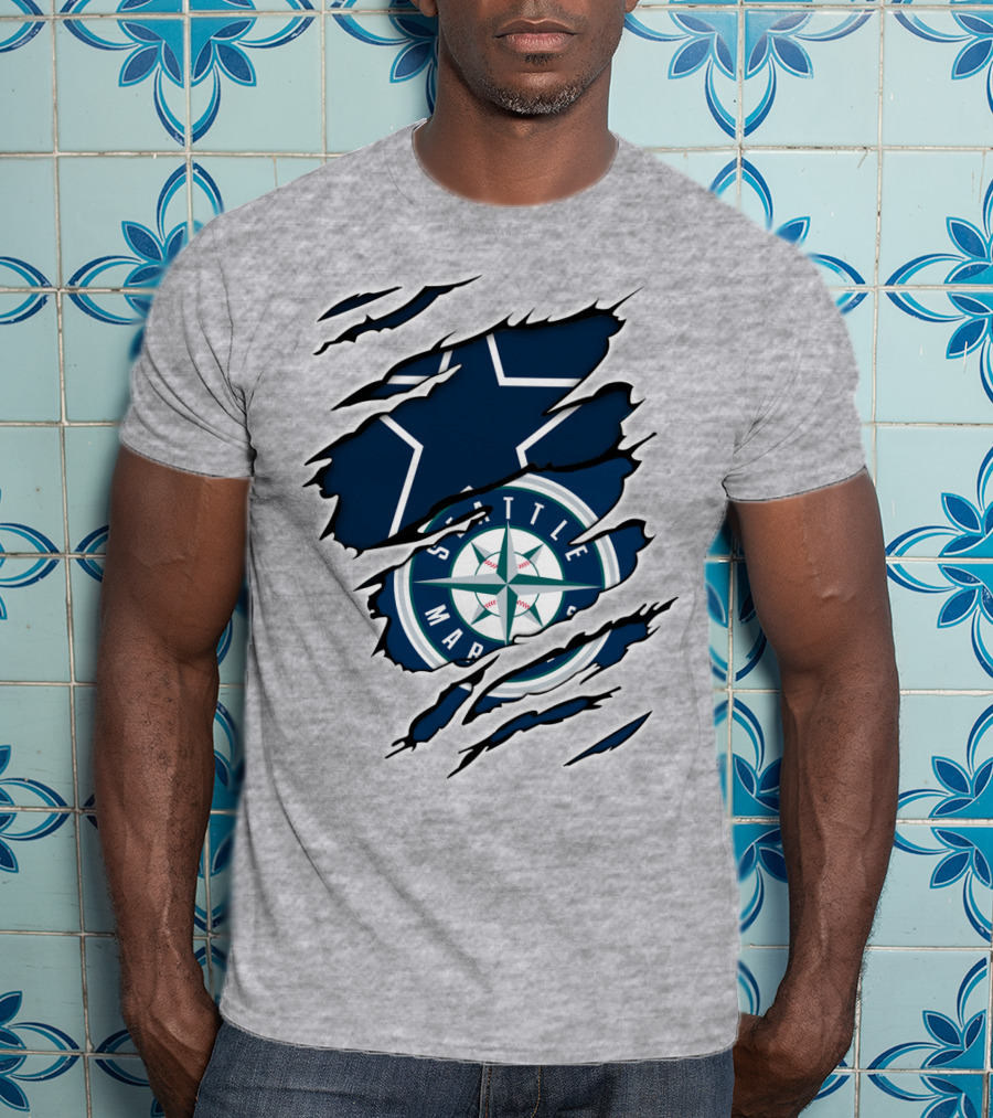 Seattle Mariners Cowboys Star Ripped T-Shirt