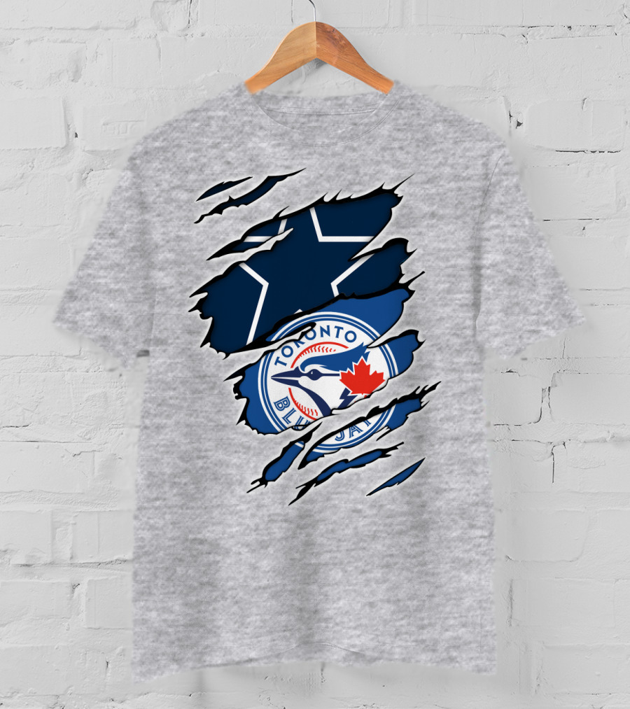 Toronto Blue Jays Dallas Cowboys Ripped T-Shirt