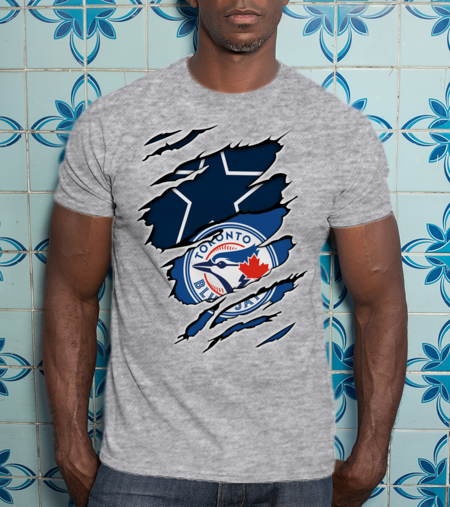 Toronto Blue Jays Dallas Cowboys Ripped T-Shirt