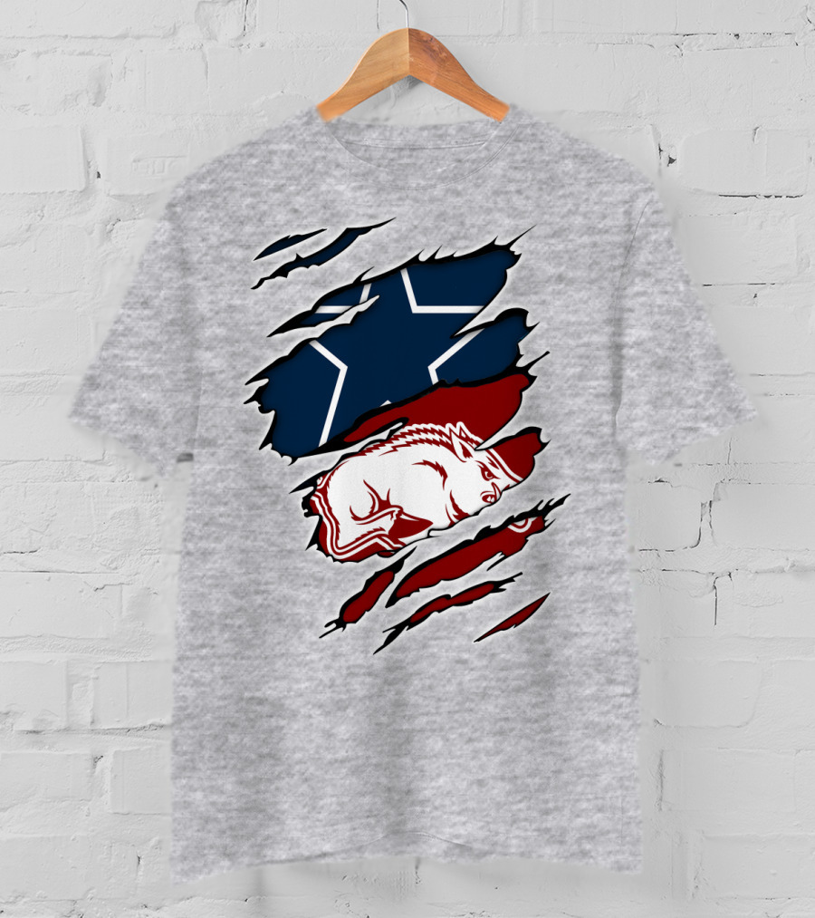 Cowboys Razorbacks Logo Fusion With Star And Hog T-Shirt