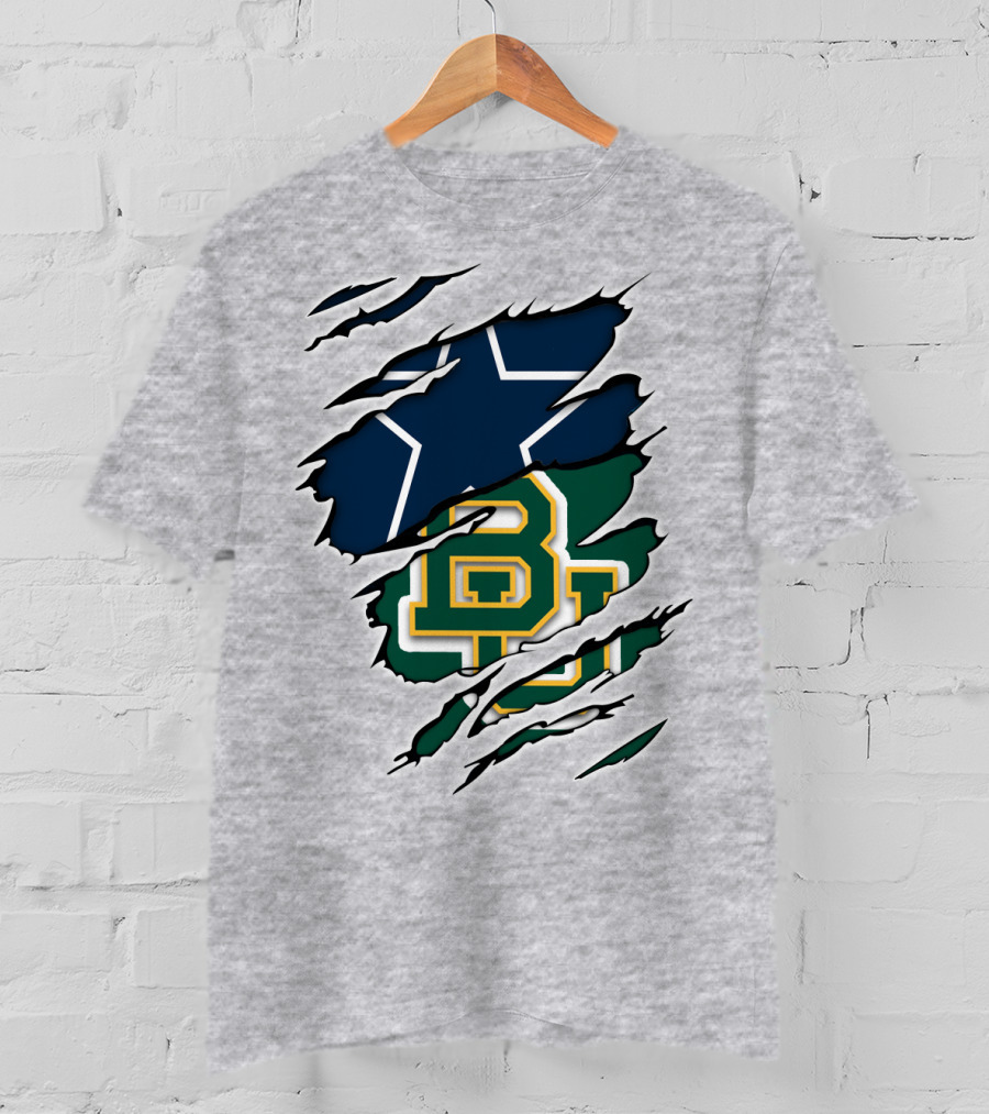 Baylor Cowboys Star Rip Claw Marks T-Shirt