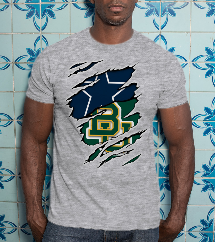 Baylor Cowboys Star Rip Claw Marks T-Shirt