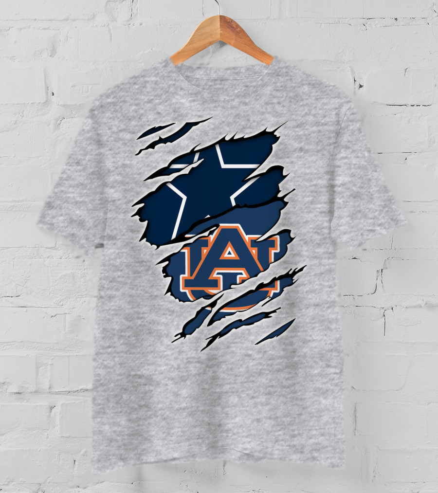 Cowboys Star Auburn Tigers Logo Claw Marks T-Shirt
