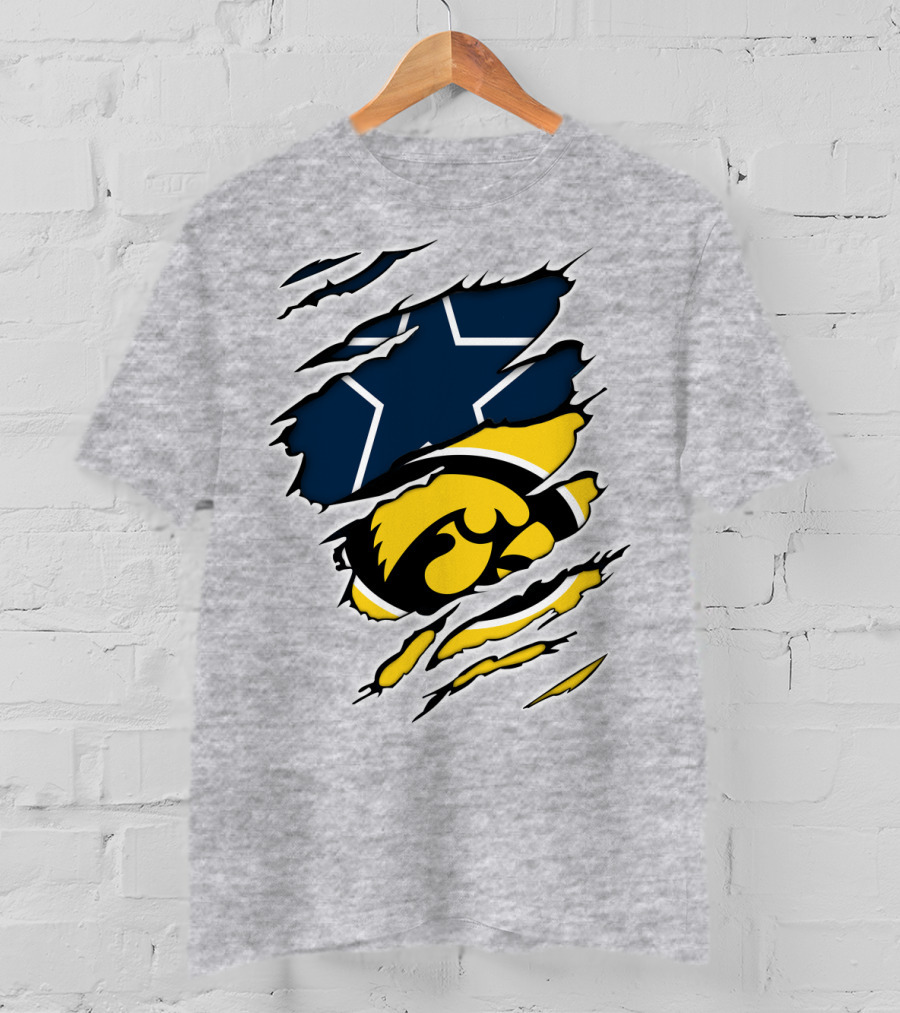 Cowboys Hawkeyes Cowboys Star And Tigerhawk Tear Combo T-Shirt