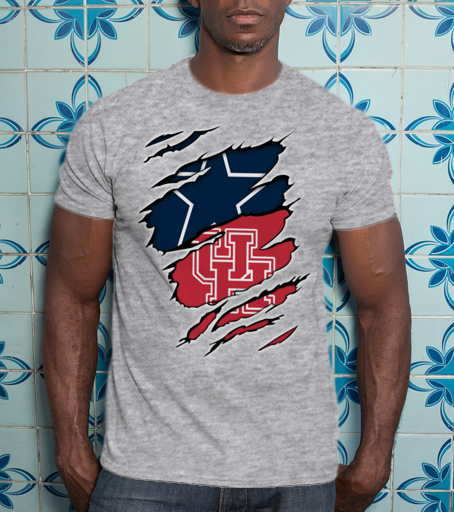 Texas Star Houston Cougars Cowboys Fan Gear T-Shirt
