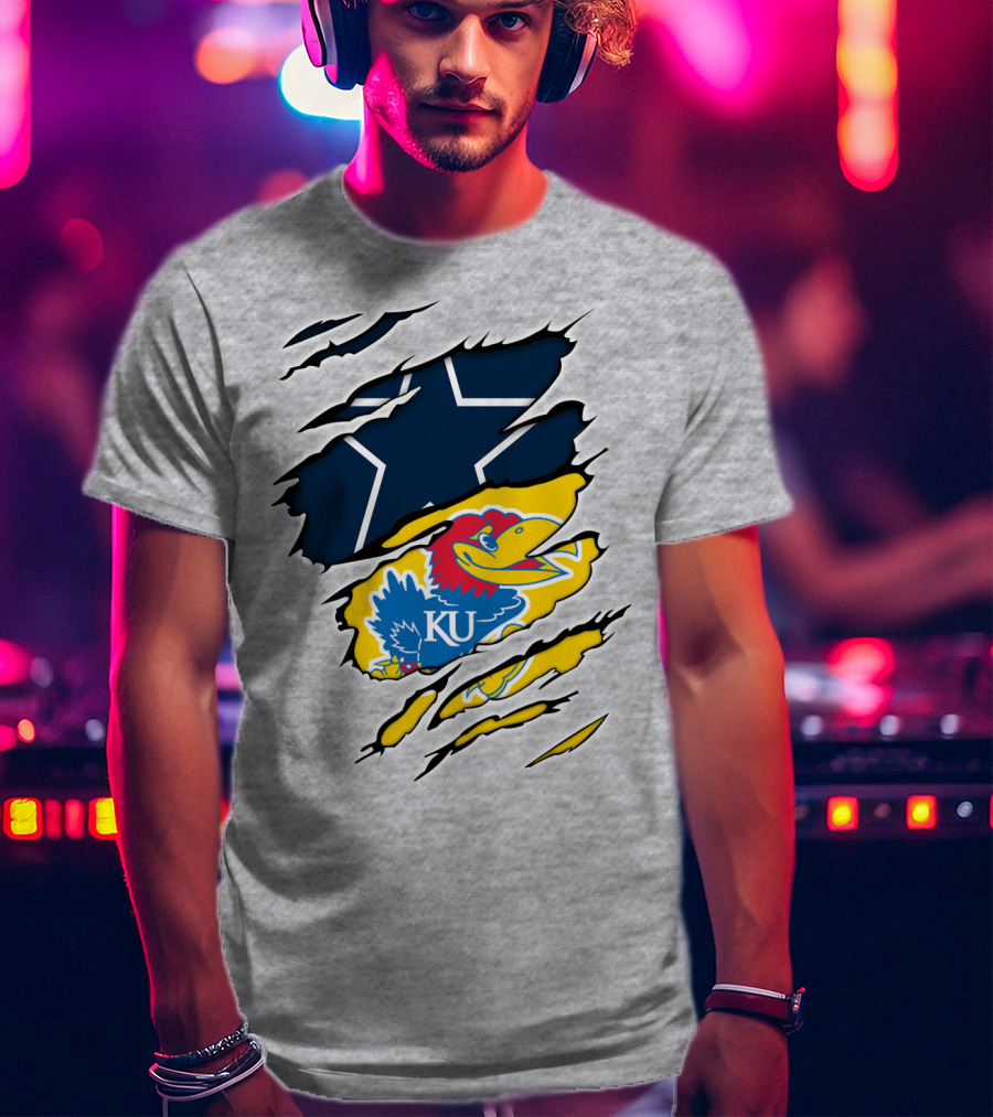 Dallas Cowboys Kansas Jayhawks Unique Blend T-Shirt