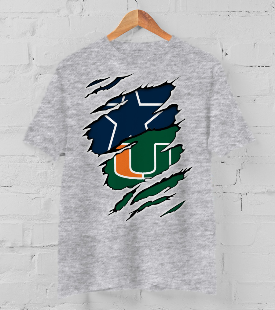 Dallas Cowboys Miami Hurricanes Logo Mashup T-Shirt