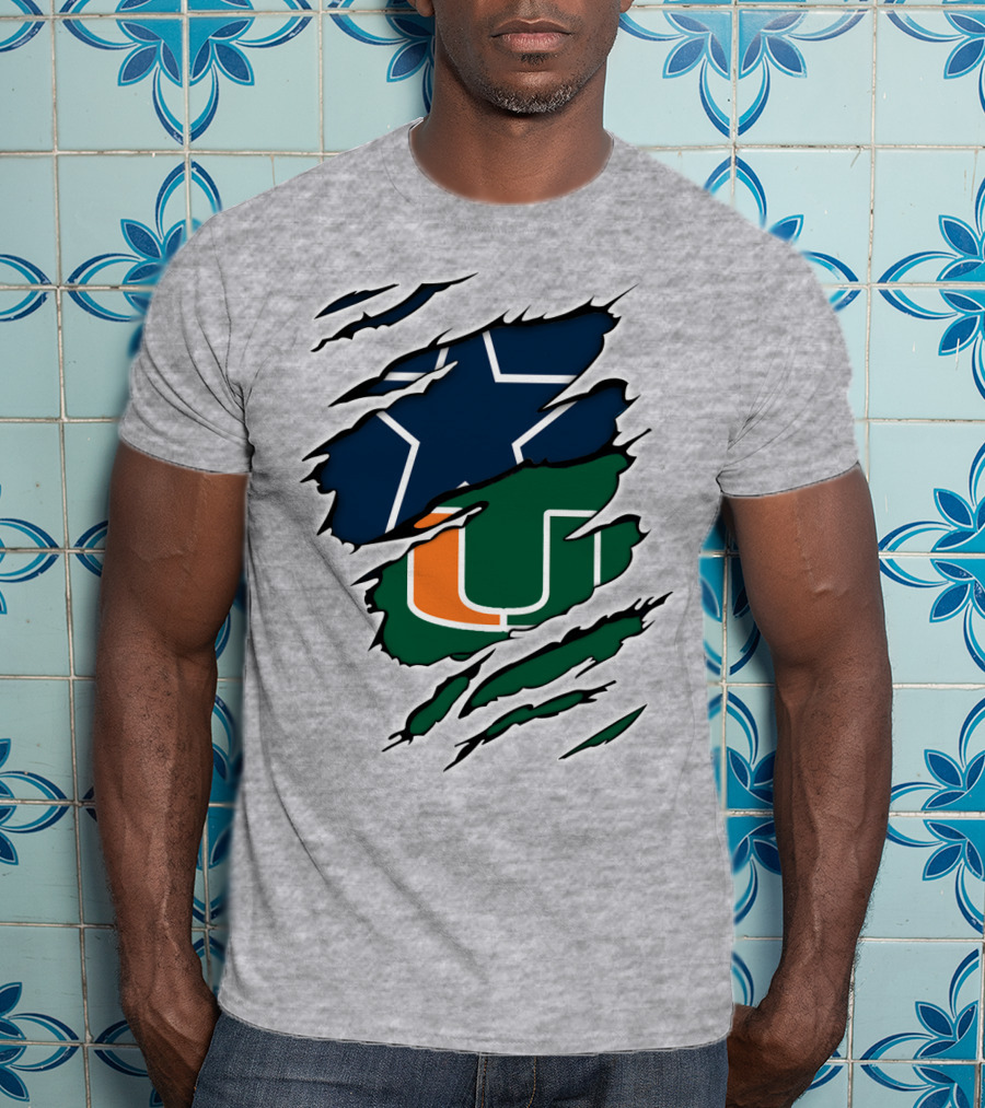 Dallas Cowboys Miami Hurricanes Logo Mashup T-Shirt