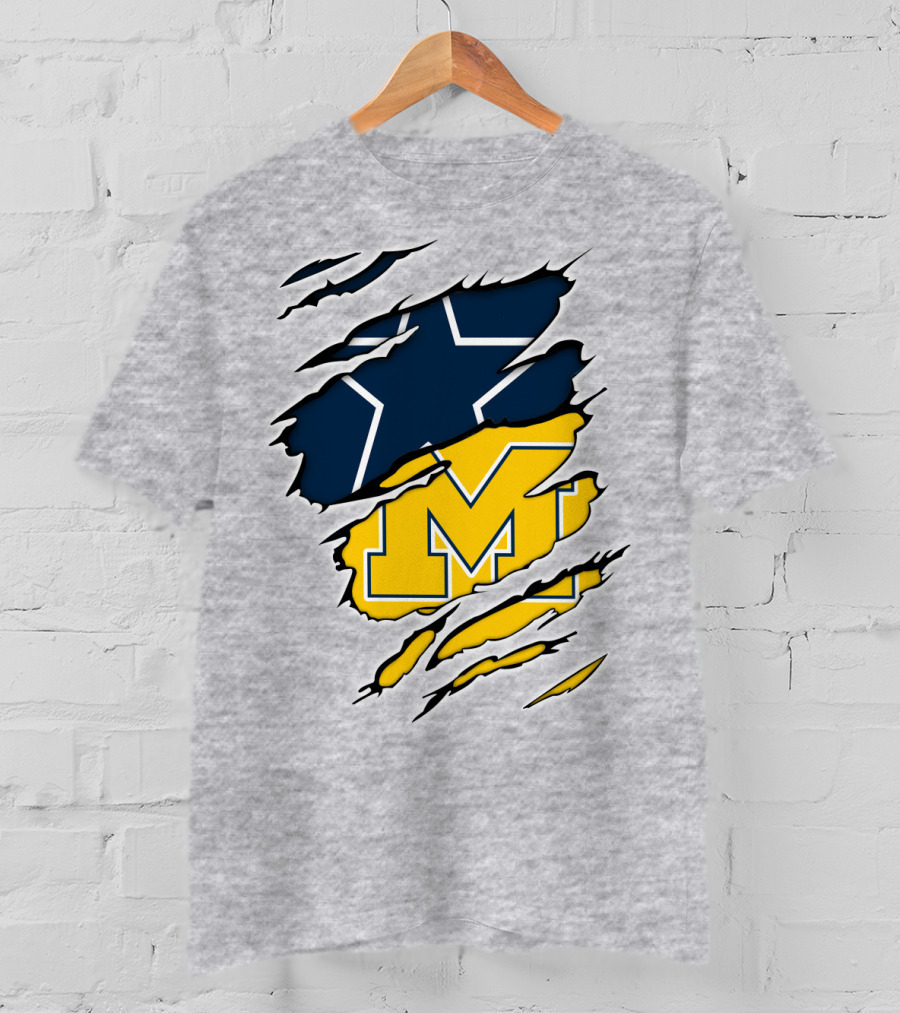 Cowboys Michigan Wolverines Star Logo Fusion T-Shirt