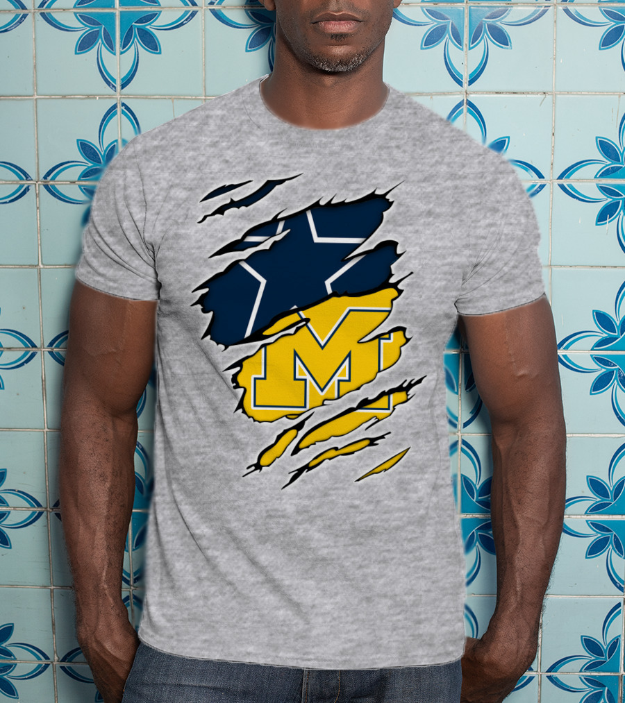 Cowboys Michigan Wolverines Star Logo Fusion T-Shirt