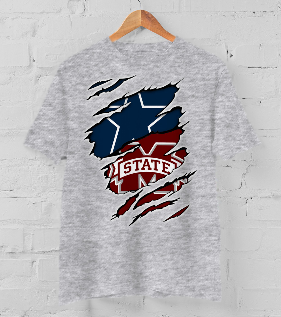 Dallas Stars And Mississippi State Cowboys Combo T-Shirt
