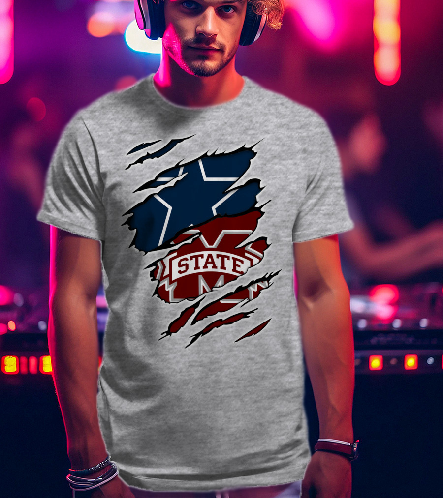 Dallas Stars And Mississippi State Cowboys Combo T-Shirt