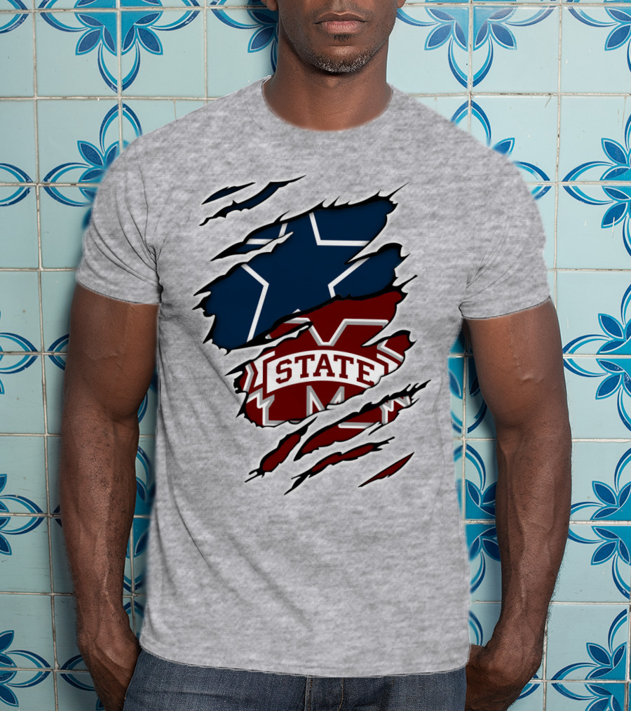 Dallas Stars And Mississippi State Cowboys Combo T-Shirt