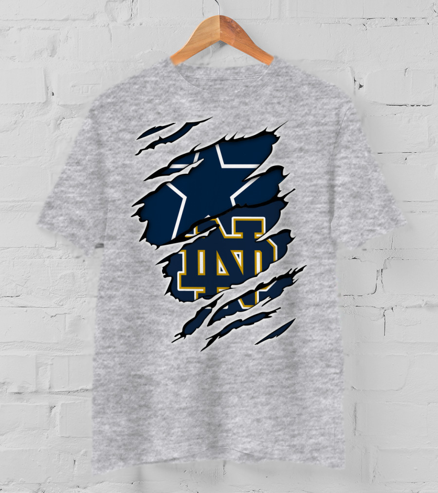 Cowboys Notre Dame ND Logo Ripped T-Shirt