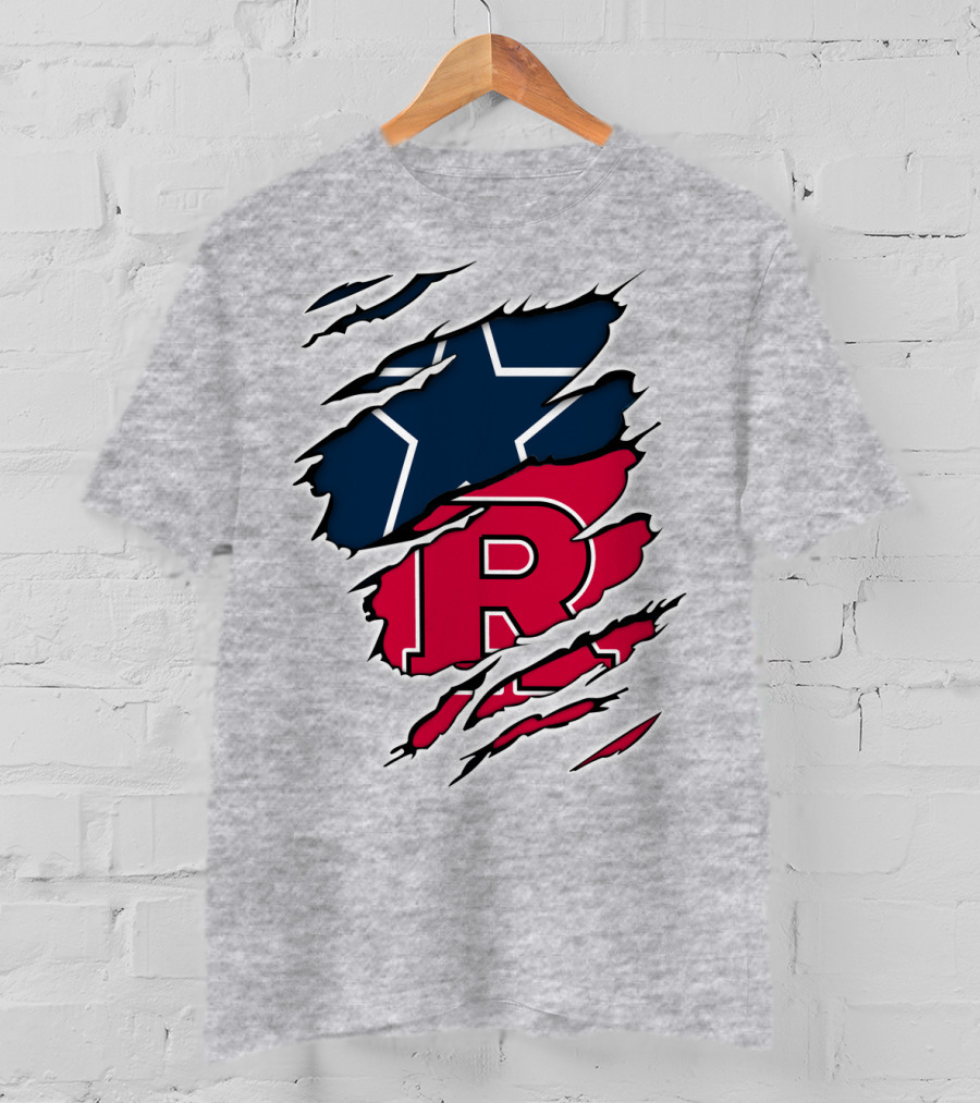 Cowboys Rutgers Ripped Star And R Logo Fusion T-Shirt