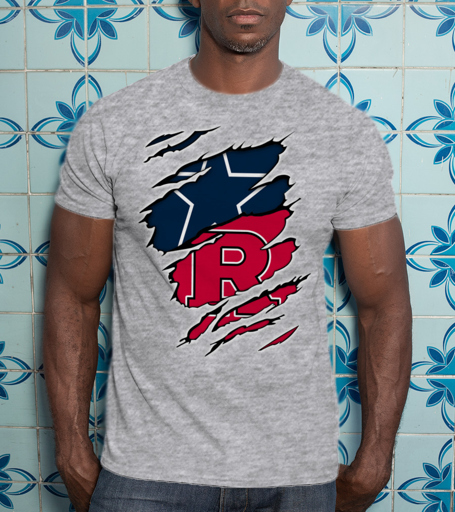 Cowboys Rutgers Ripped Star And R Logo Fusion T-Shirt
