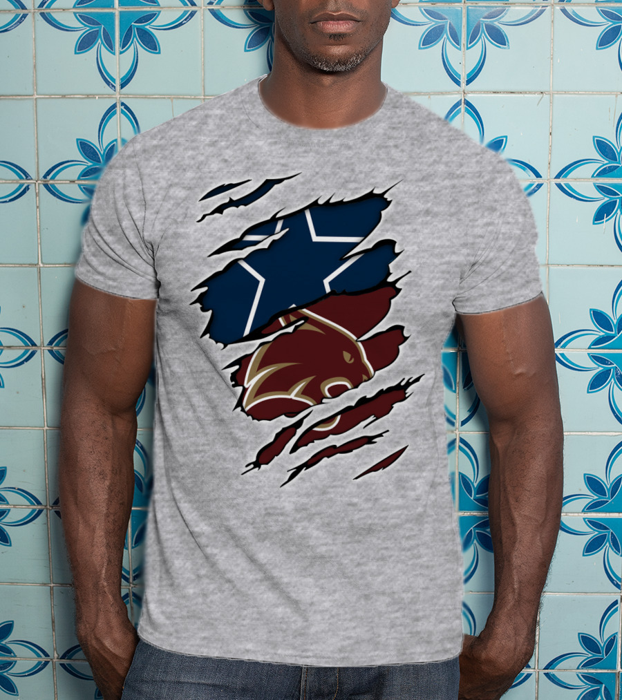 Cowboys Texas States Cowboys Star And Bear Claw Scratch T-Shirt