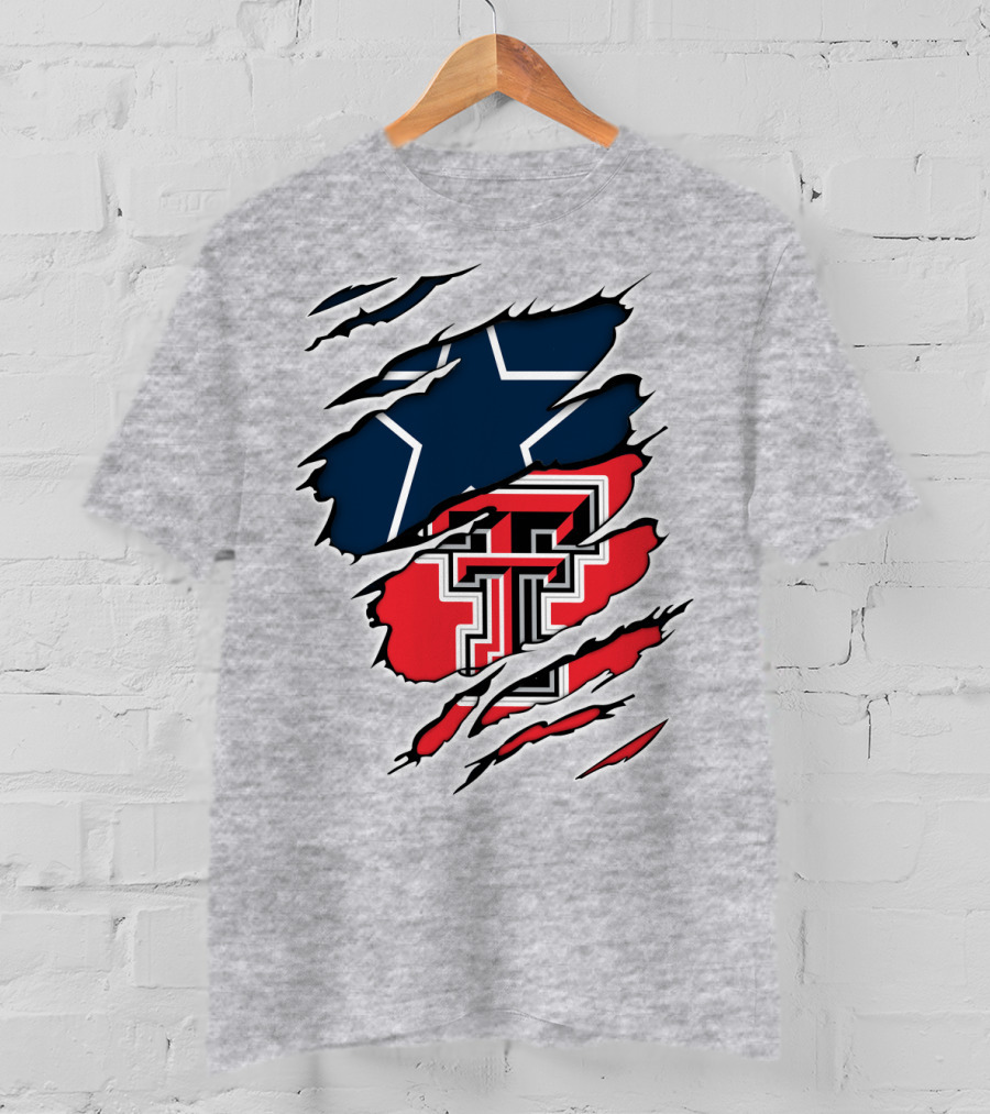 Texas Tech Cowboys Star And Double T Logo Rip T-Shirt