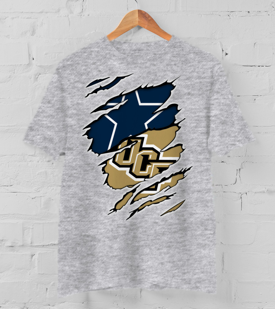 Cowboys UCF Rip Design Cowboys Star Gold T-Shirt