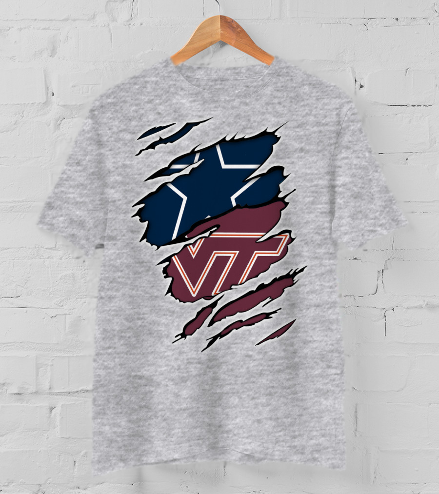 Cowboys Star Virginia Tech Hokies Claw Marks T-Shirt
