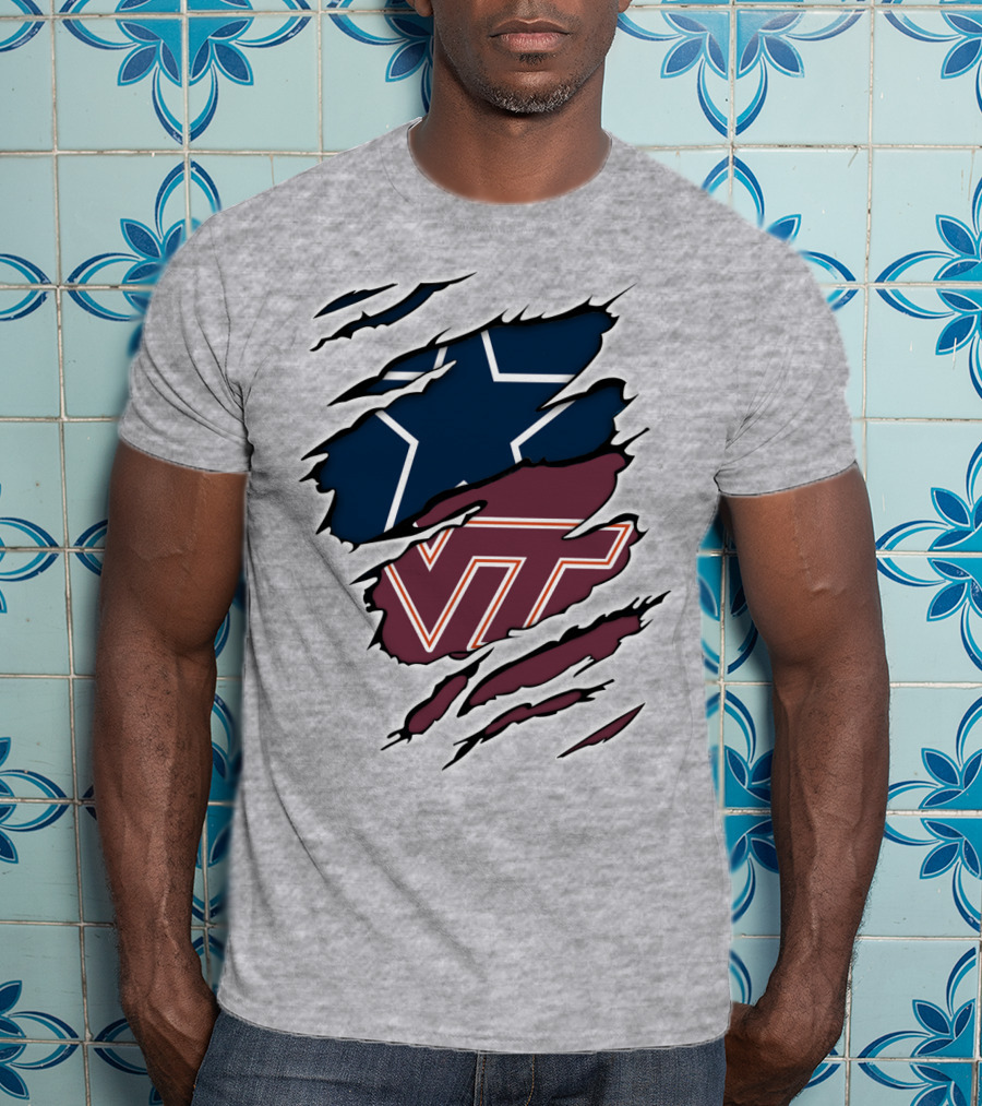 Cowboys Star Virginia Tech Hokies Claw Marks T-Shirt